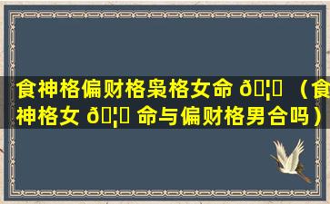 食神格偏财格枭格女命 🦋 （食神格女 🦅 命与偏财格男合吗）